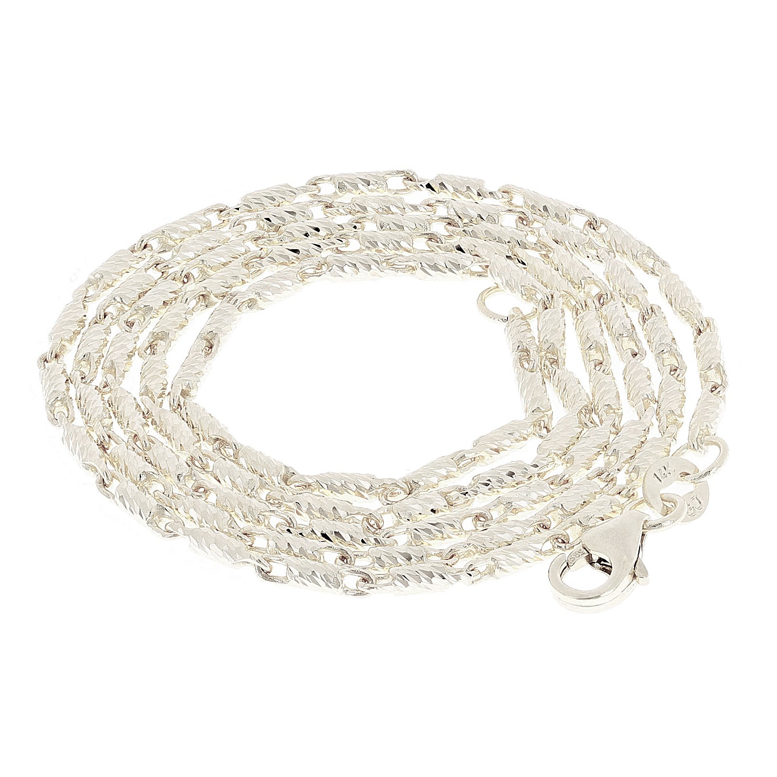 Italian 14k White Gold Solid Diamond Cut Raso Chain Necklace 16″ 1.4mm 5.9 grams