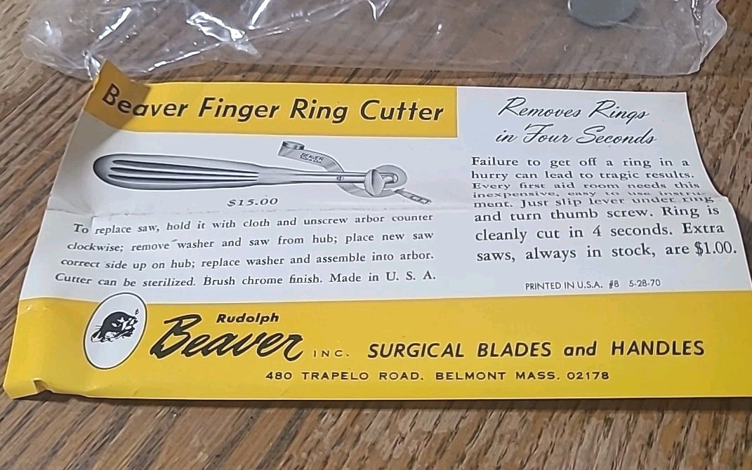 Vintage BEAVER FINGER RING CUTTER NIB WITH INSTRUCTIONS