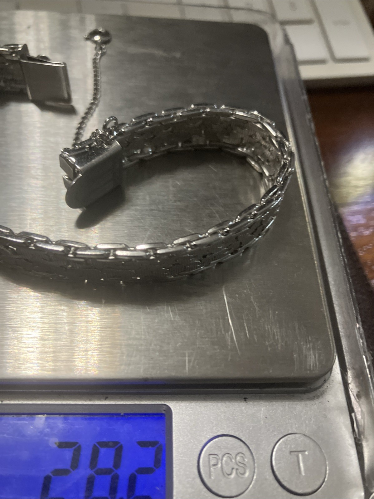 HSB Sterling Silver Bracelet 11.4mm Wide 28 Grams 7.5 Inches