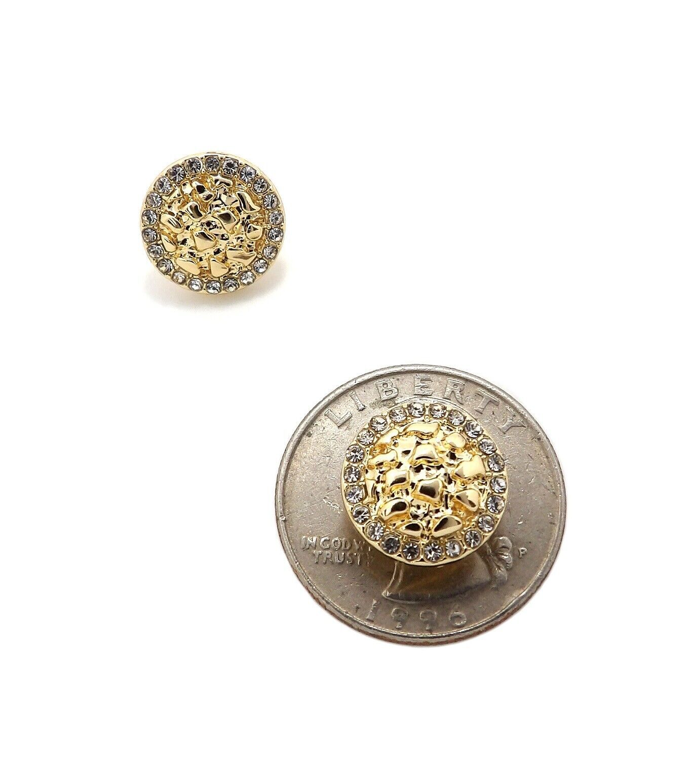 Magnetic Earrings Cookie Nugget Hip Hop Iced Gold plated Cubic Zirconia Earrings