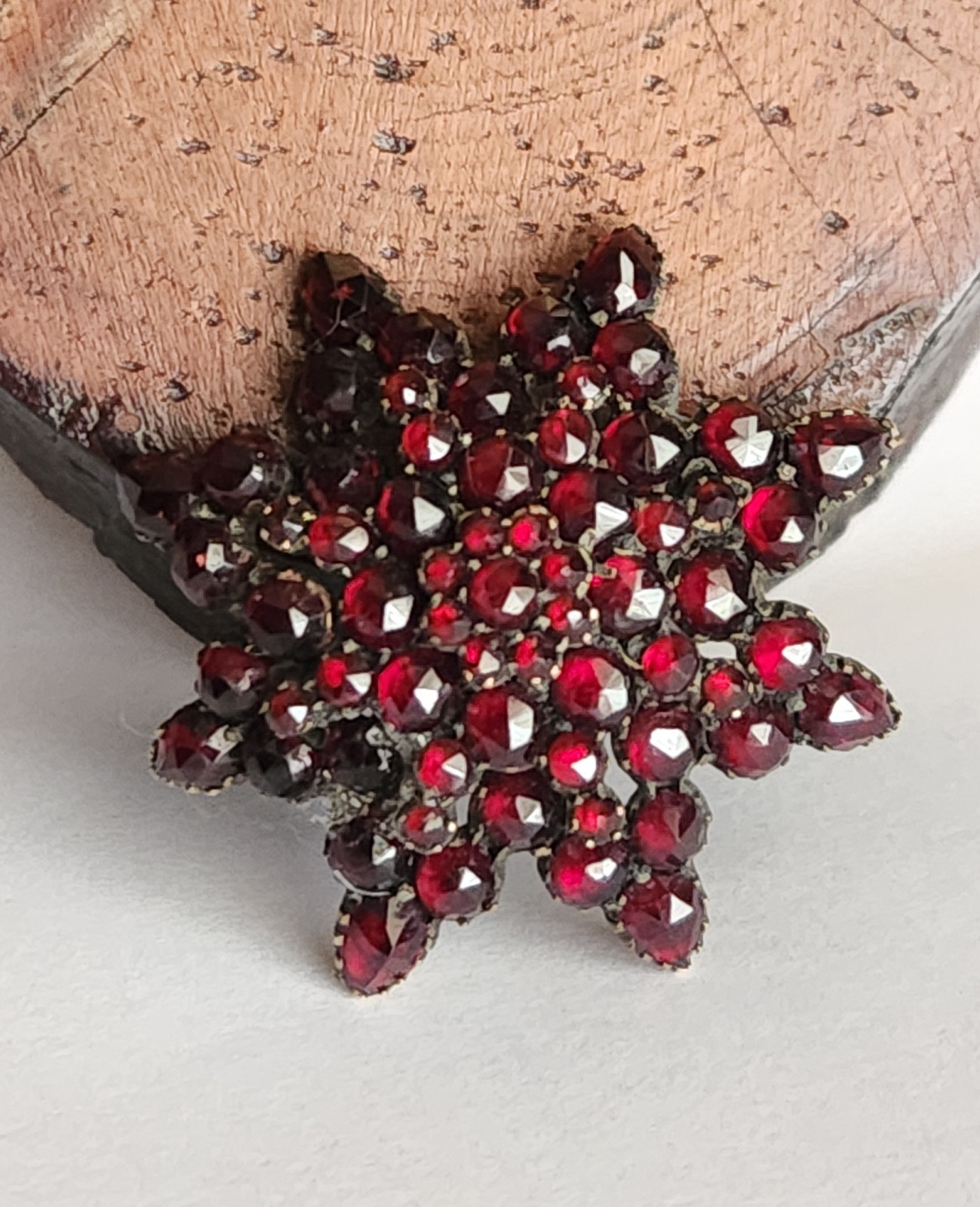 Garnet Brooch Pin Star Layered C Clasp Gold Filled (Loose Pin) Antique Germany