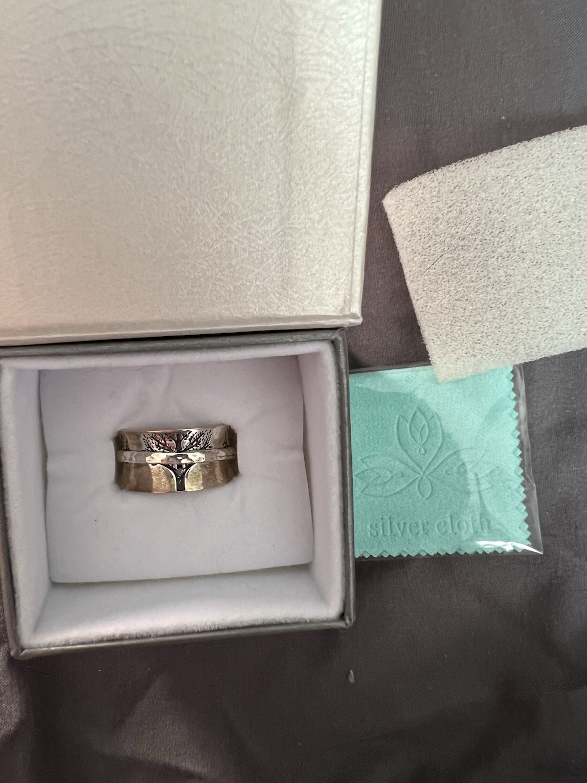 Tree of Life fidget ring Energy Stone “Balance and Harmony” Silver band w/ Box