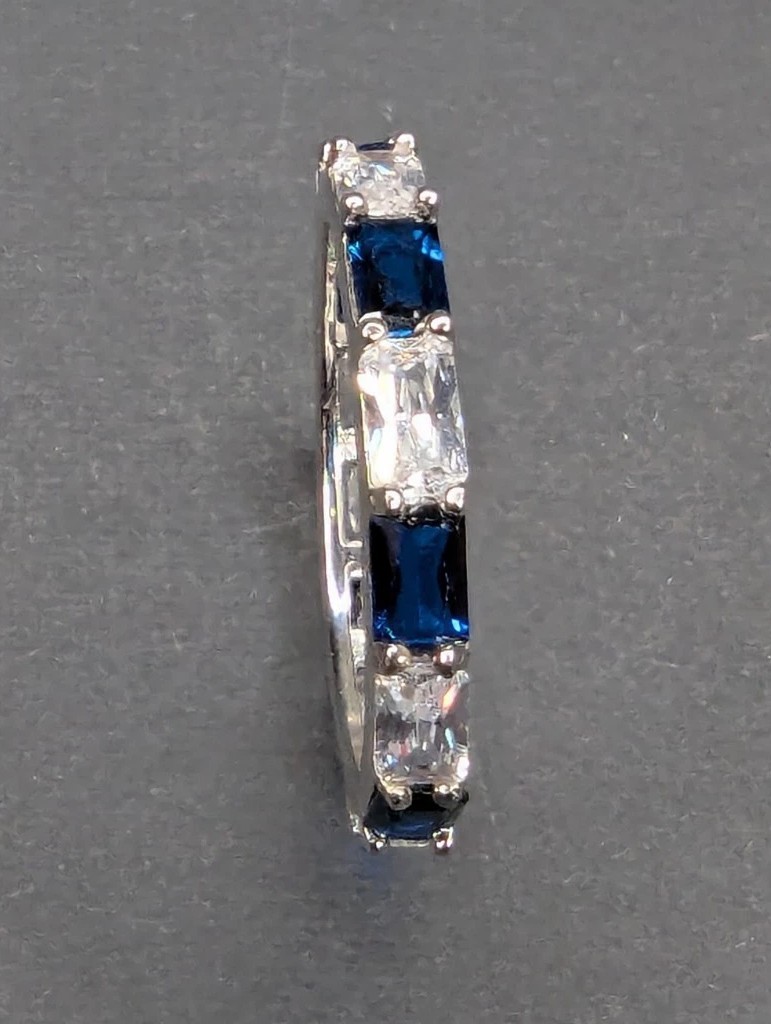 Sterling Silver FUZION CREATIONS White Blue Stones 925 CN FZN Ring