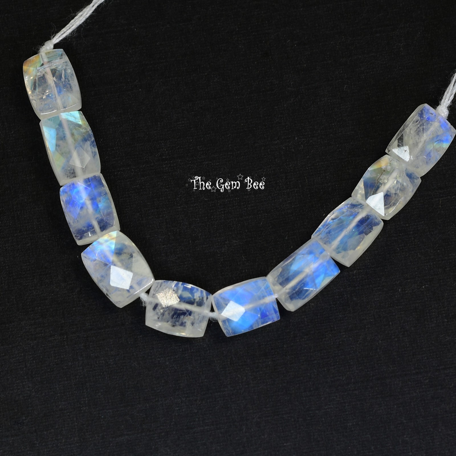 Rainbow Moonstone Faceted Tapered Rectangular Kite Center-Drilled Bead 3″