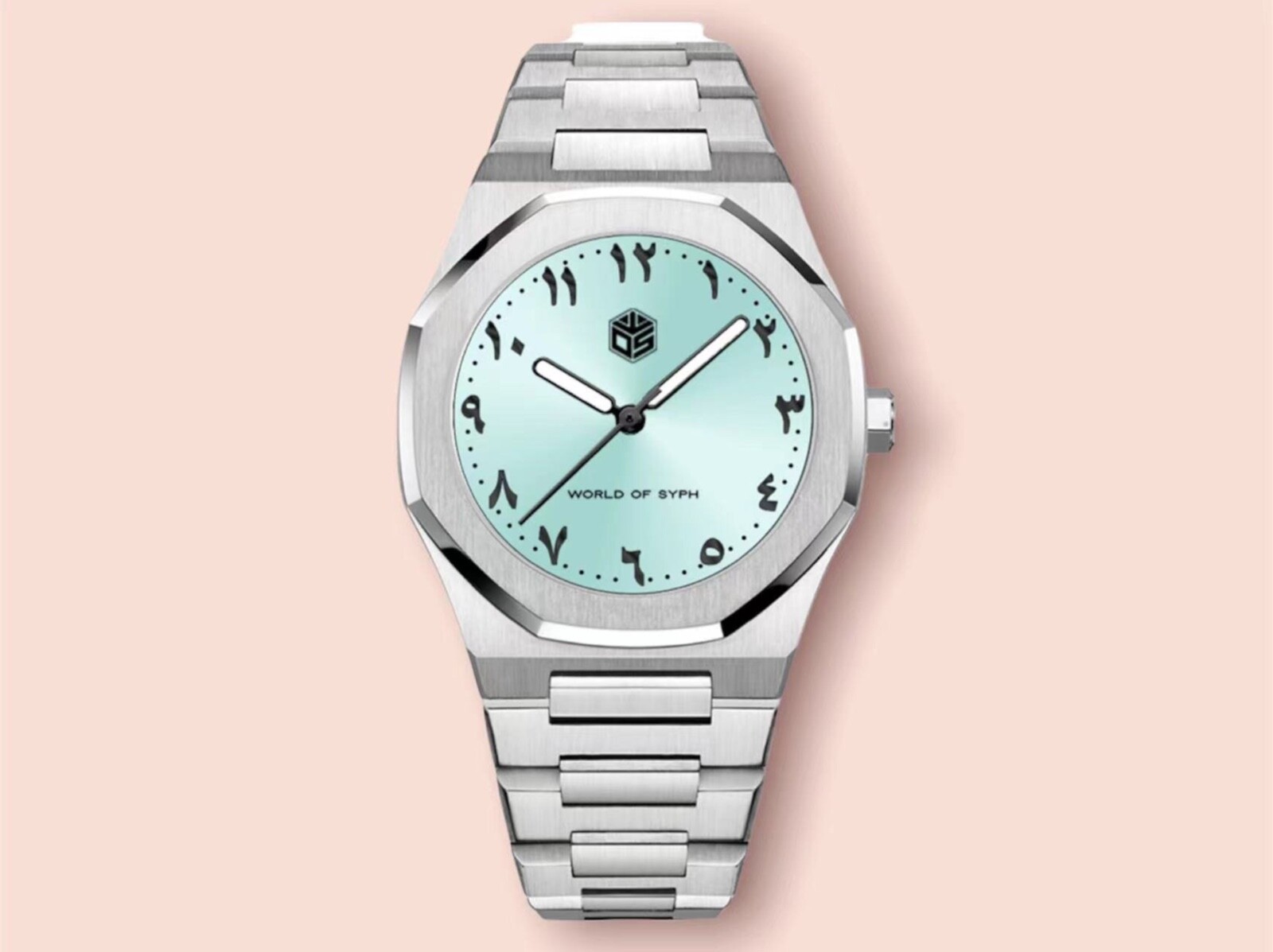 World Of Syph Mens Watch Silver Stainless Steel Arabic Dial Luxury Watch