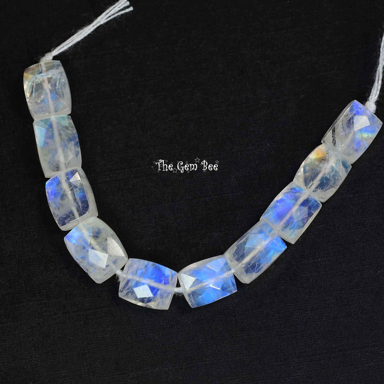 Rainbow Moonstone Faceted Tapered Rectangular Kite Center-Drilled Bead 3″