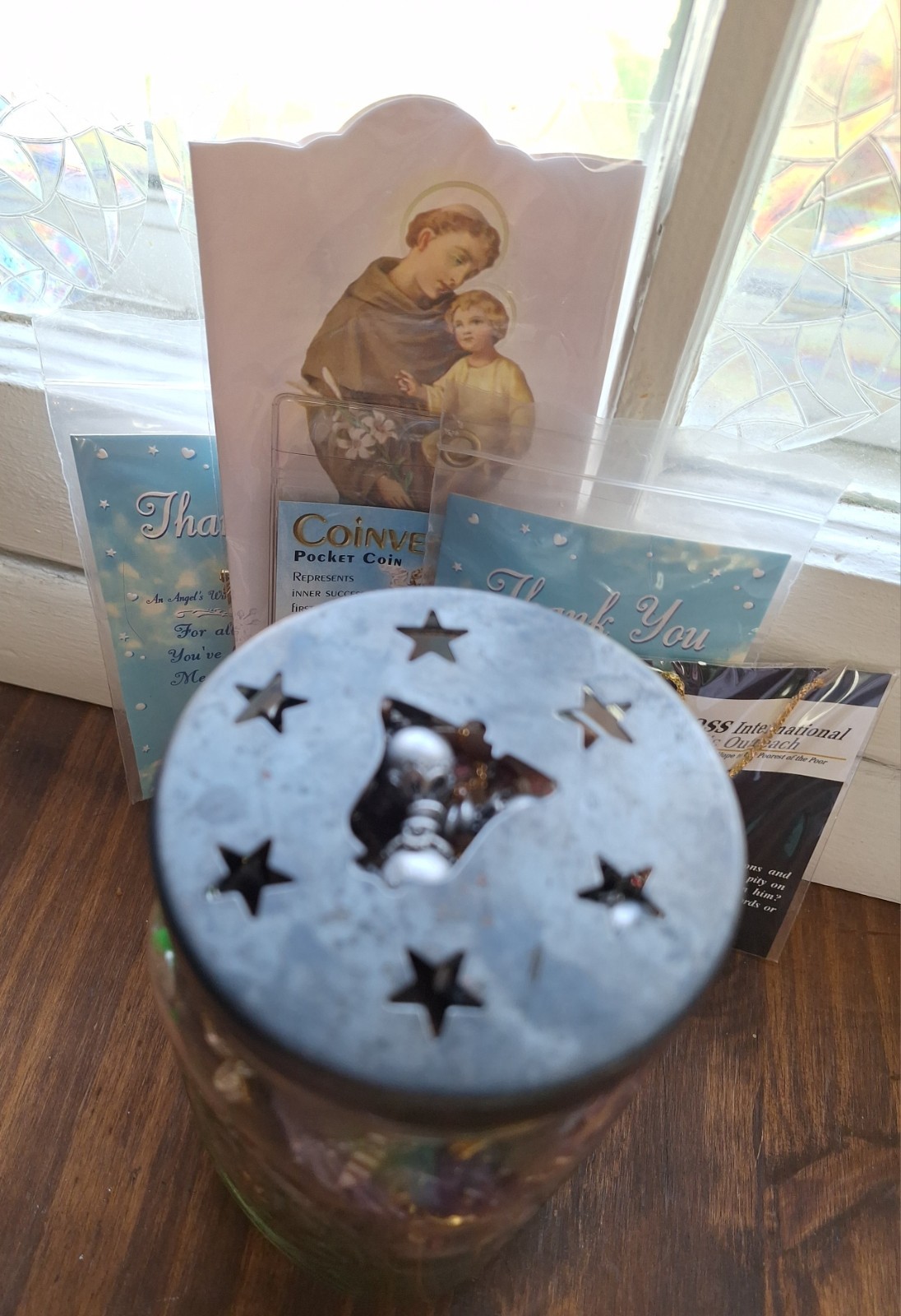 Faith Inspired Jewelry Jar Mixed Costume Jewelry Vintage