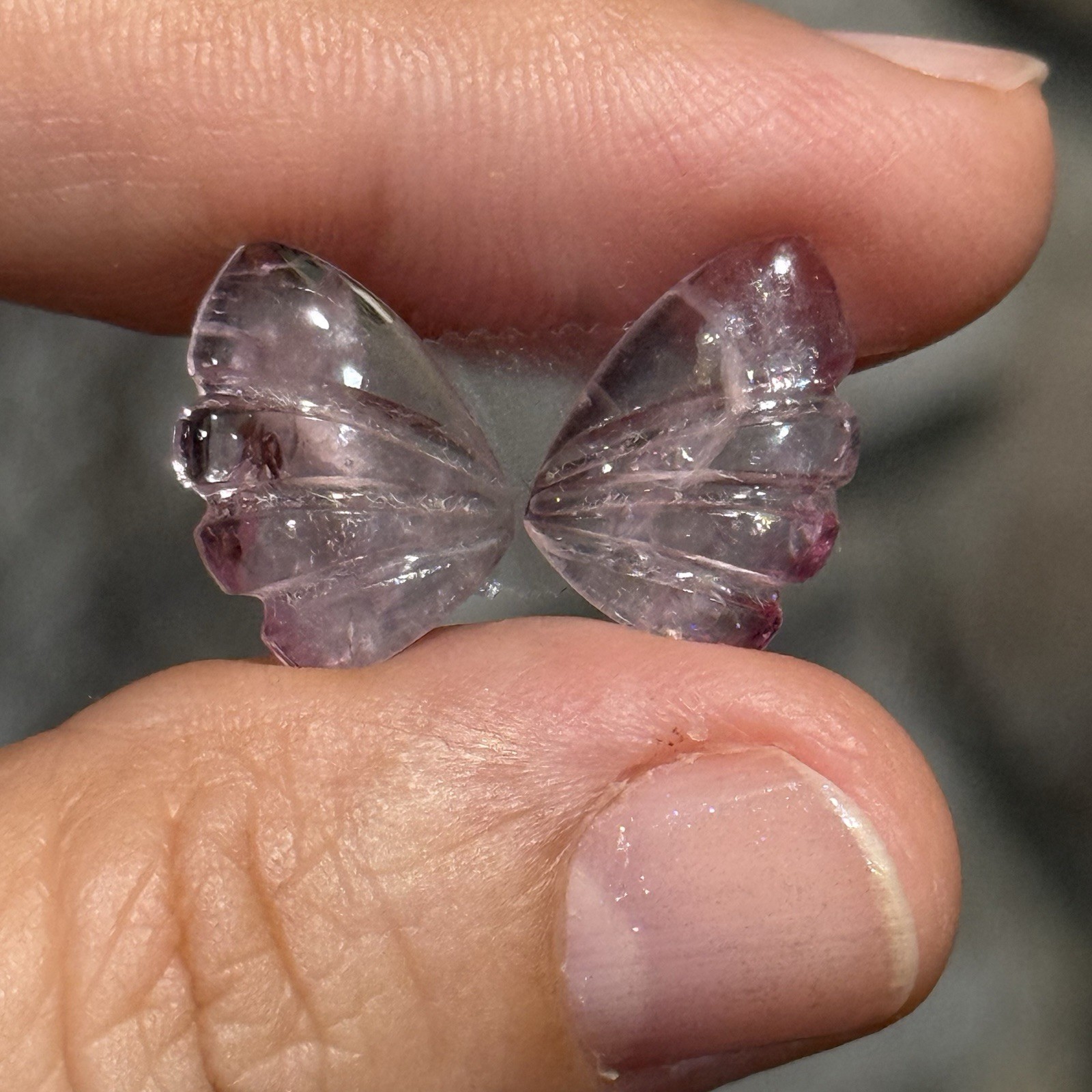 10ct 15×10.5x4mm Pair Cute Butterfly Wings Pink Tourmaline Cabochon Gems