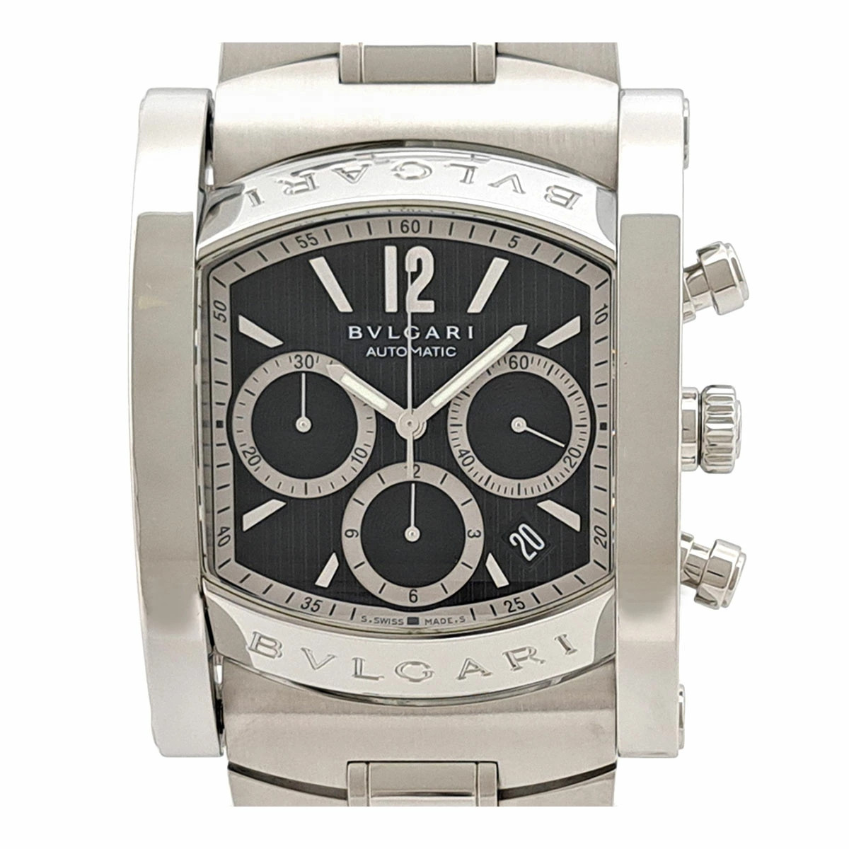 BVLGARI Assioma Chronograph AA48SCH Black Men’s Used Watch #10139