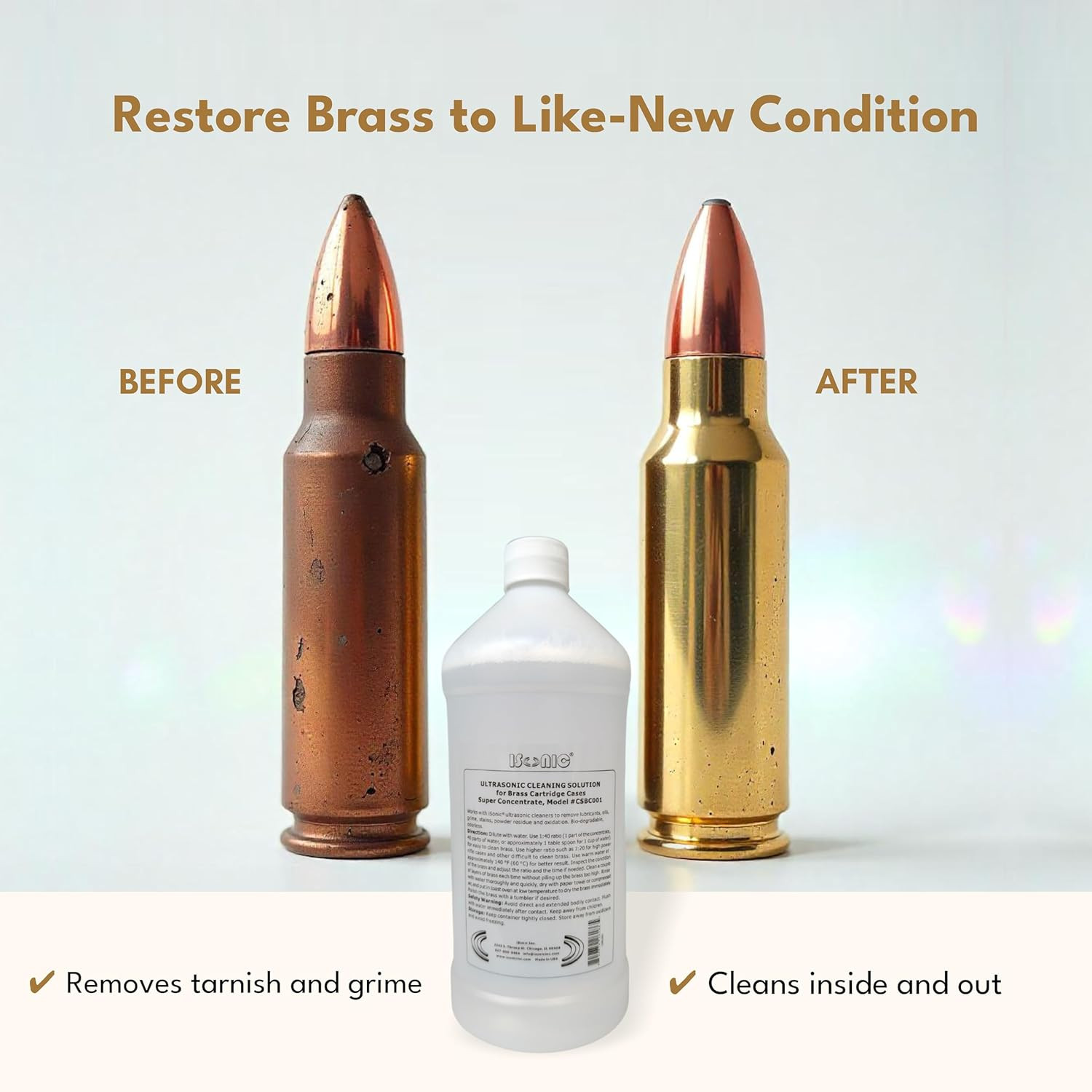 CSBC001 Ultrasonic Brass Cleaning Solution Super Concentrate 1Qt Bottle