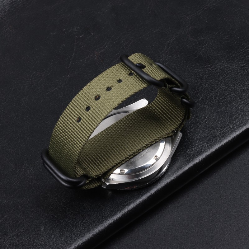 Quality One Piece Thicked Nylon Canvas Watch Band Strap 18/20/22/24mm Five-ring