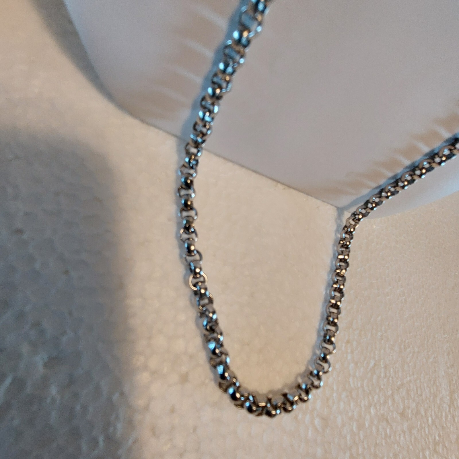 Roget TM Big Links Chain Necklace Silver Tone 36 Inch Classic Simple Vintage