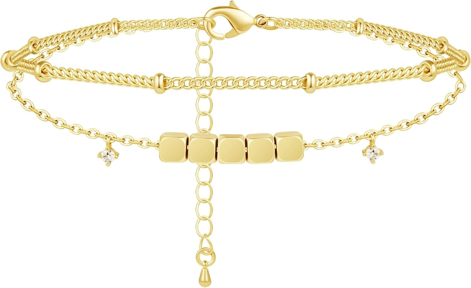 Gold/Sterling Silver Anklet Bracelets for Women Waterproof, Non Tarnish 925 S…