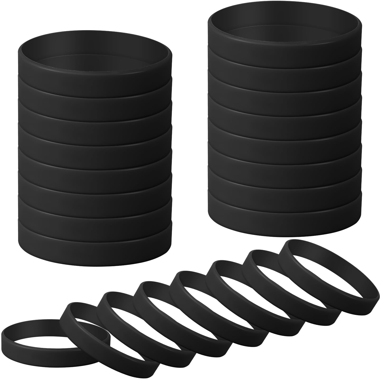 kymqlyw 24 Pcs Plain Silicone approx 7.95 x 0.47 x 0.08 inches, black-24