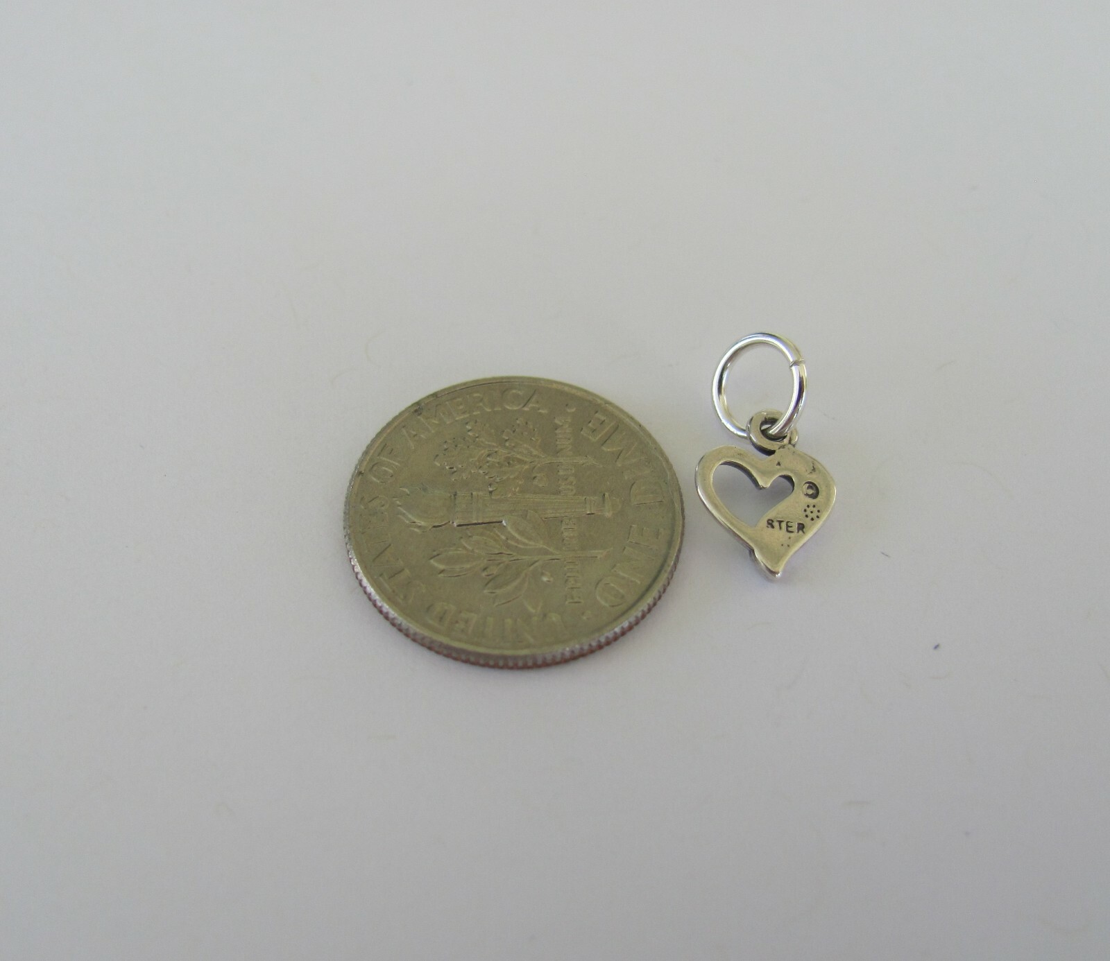 Very small Sterling Silver Heart with blue inlay mini tiny charm.