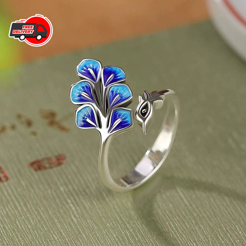 925 Sterling Silver Blue Peacock Ring for Women Elegant Engagement Wedding Gift