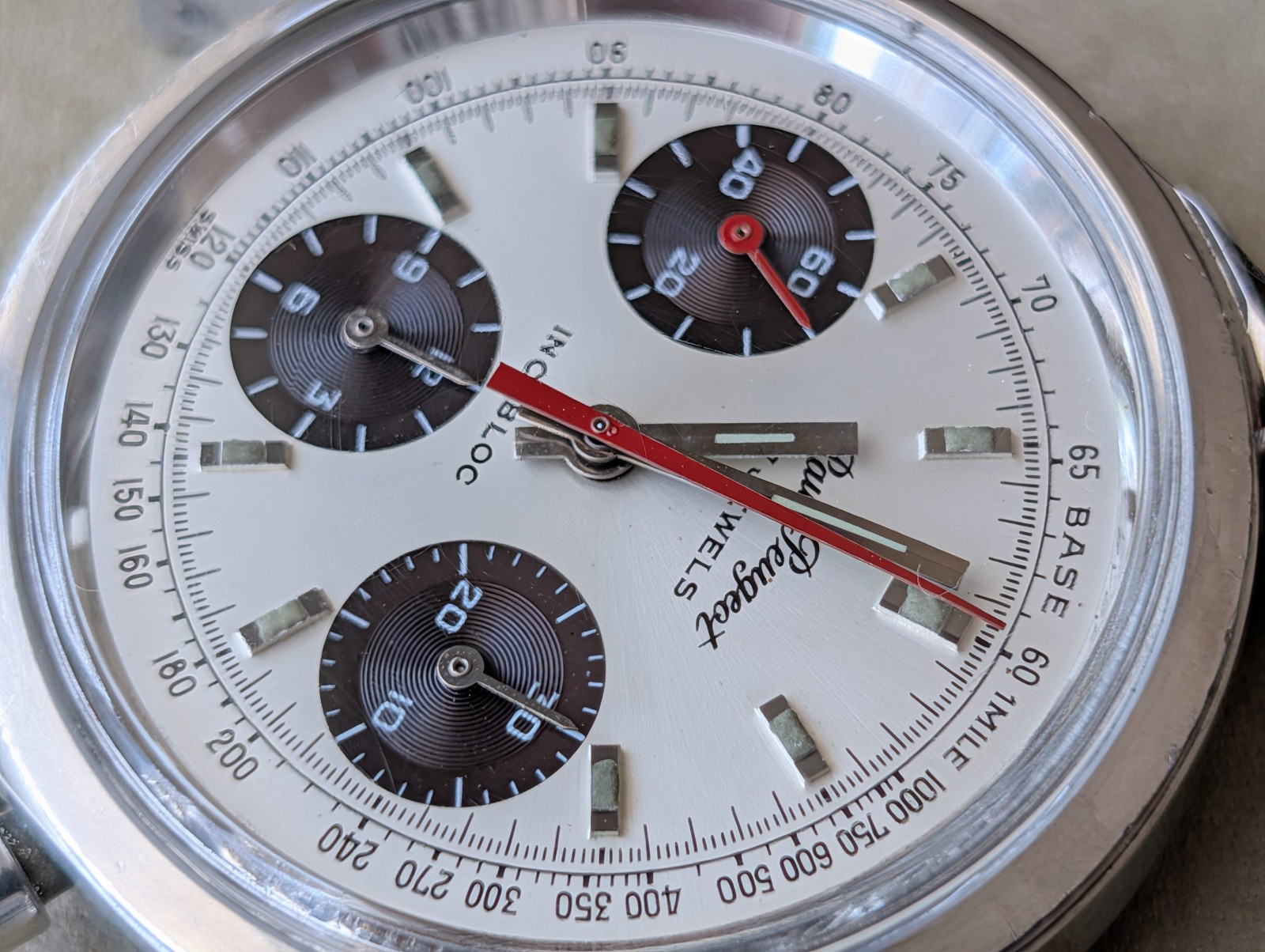 Vintage Paul Peugeot Three-Register Chronograph w/Warm Patina,Valjoux 7736 Mvmt