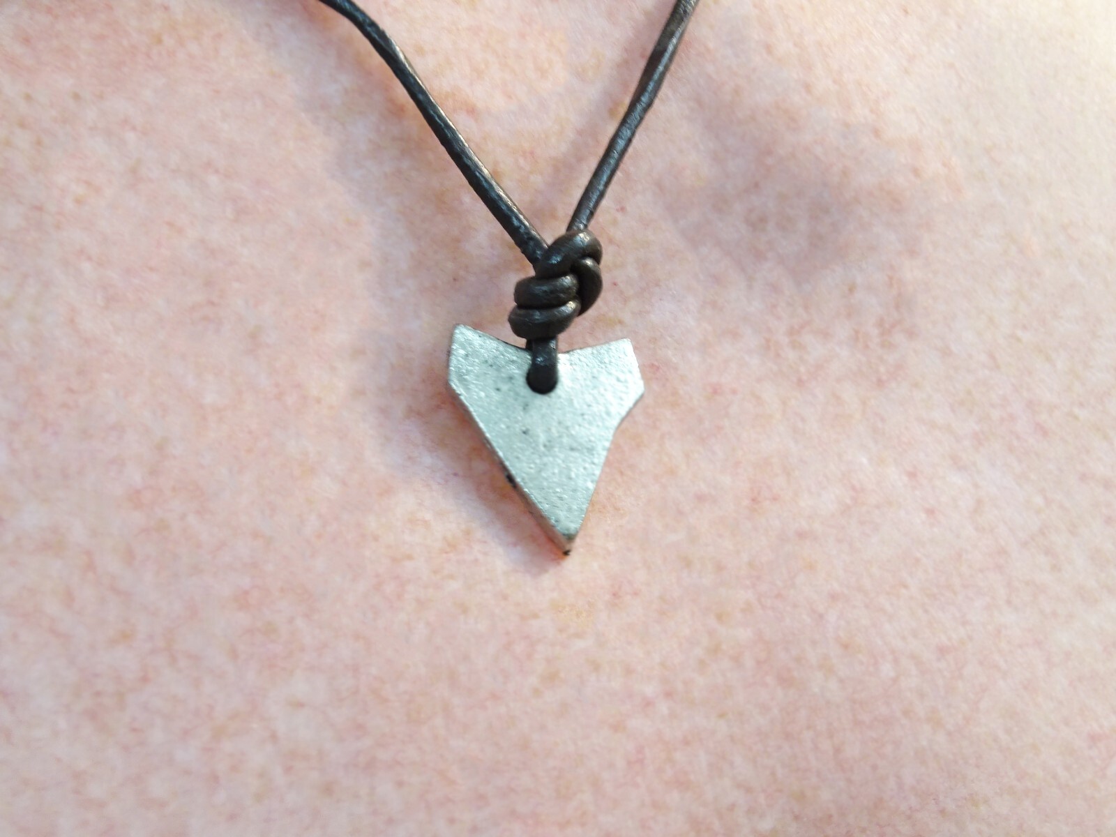 Brand New Metal Shark Tooth Leather Surfer Skater Boho Y2K Unisex 18” Necklace