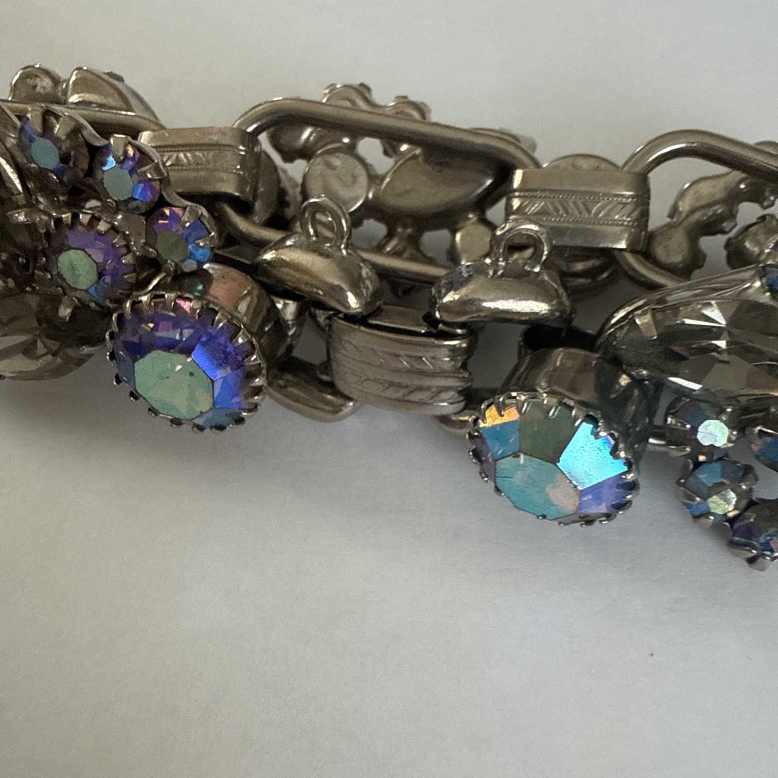 Juliana Delizza & Elster 5 Link Blue Aurora Borealis (AB) Bracelet READ