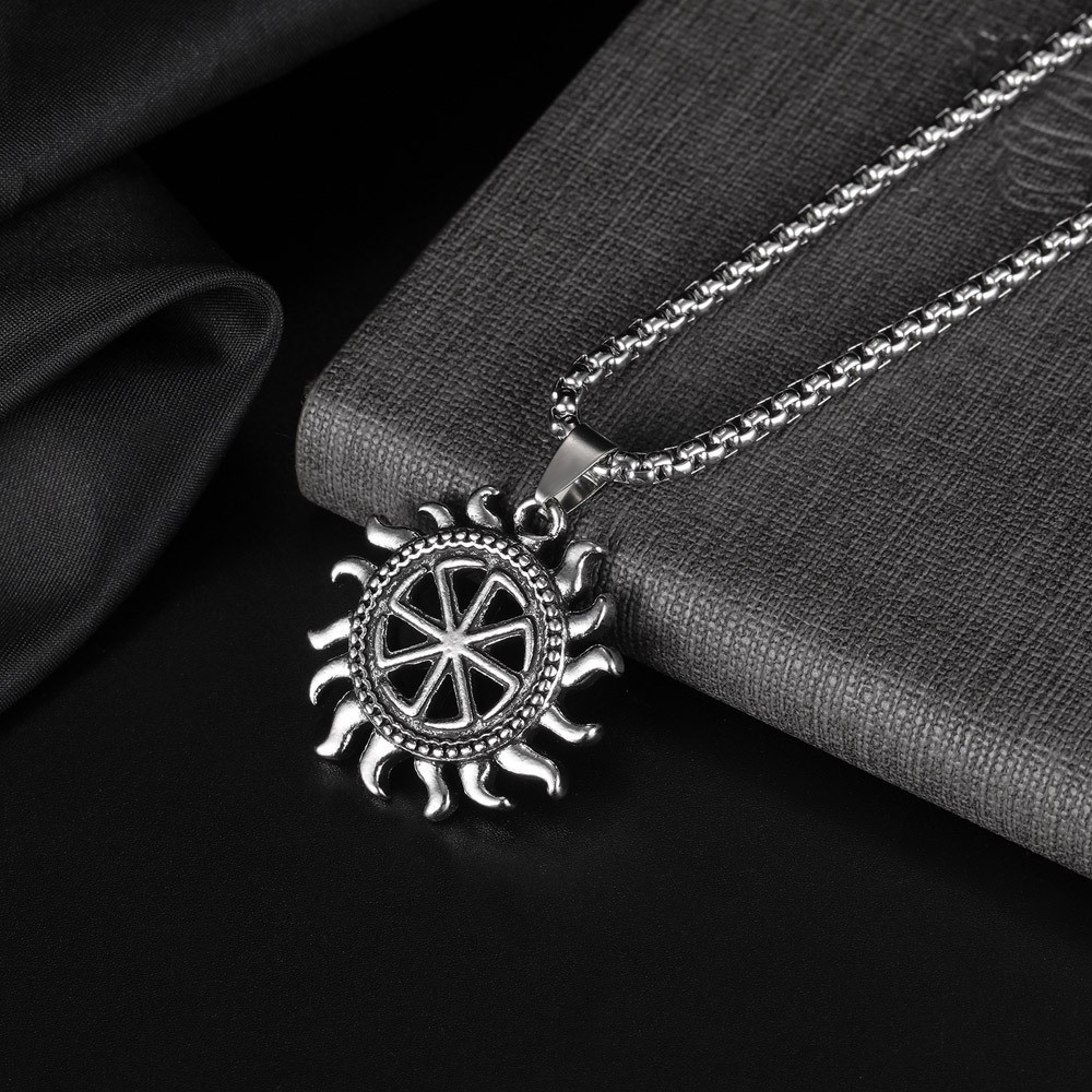 Hot Wheels Necklace Stainless Steel Pendant Jewelry Hollow Sun Pendant Hip Hop