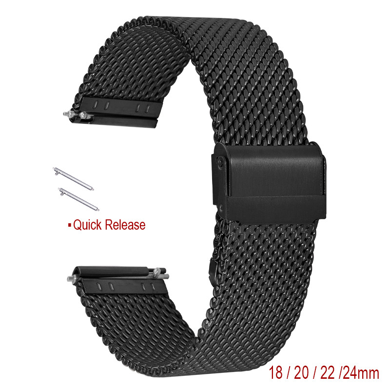 Metal Woven Mesh Watch Strap 18mm 20mm 22mm 24mm 316L Stainless Steel Watch Band