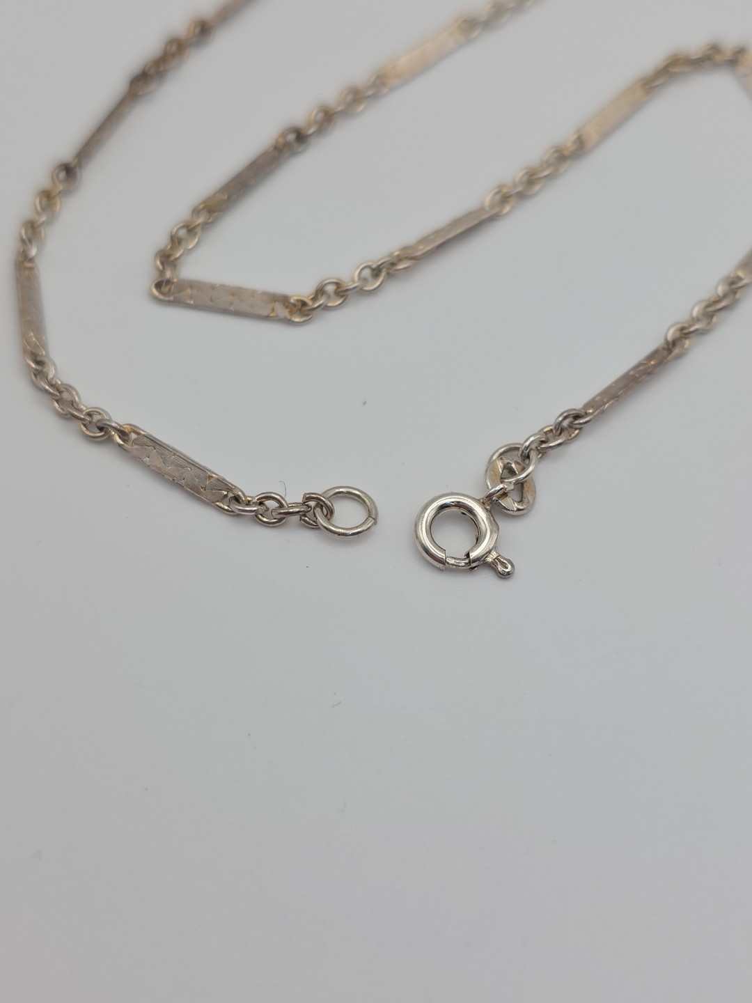 Vintage Sterling Silver 925 Bar Chain Necklace 15″ INCH 2mm 5.3 GRAMS