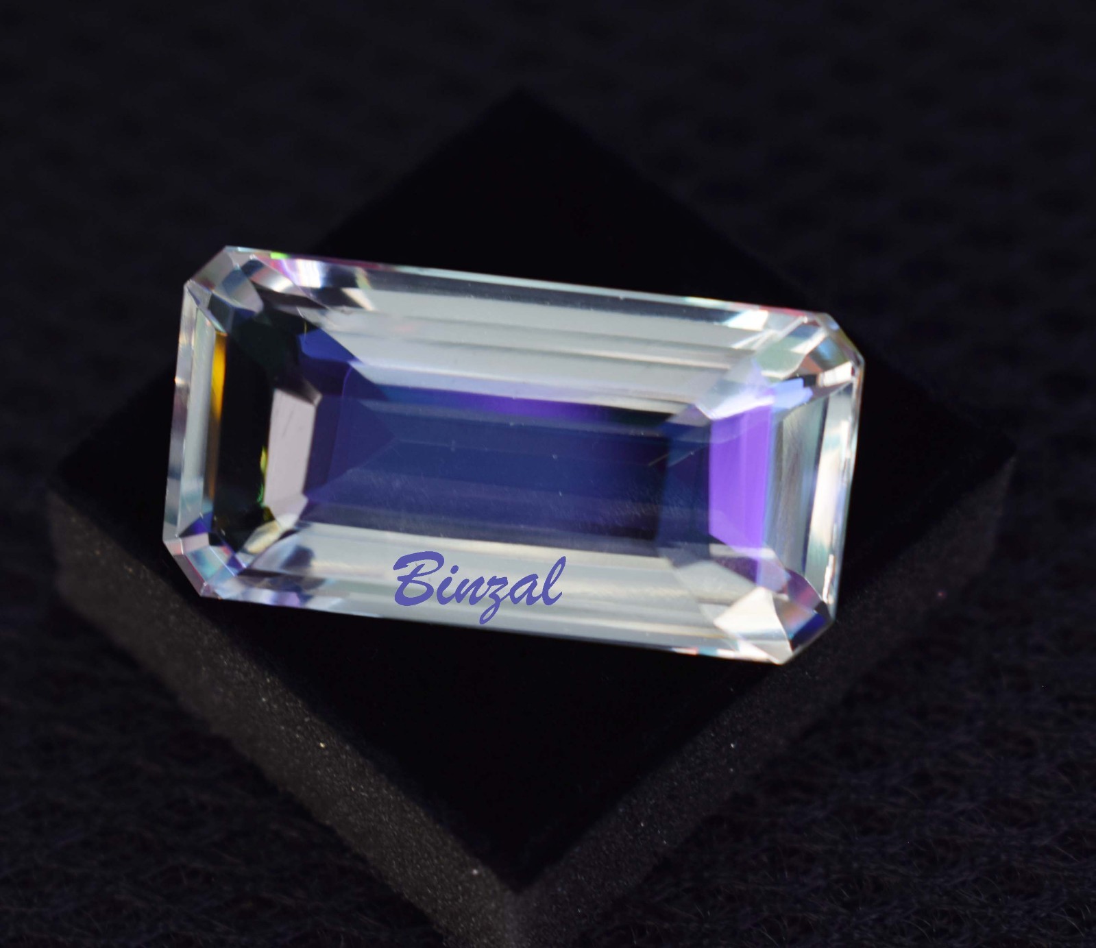 Certified Rarest 58-60 Ct Rainbow Mystic Topaz Long Emerald Cut Loose Gemstone