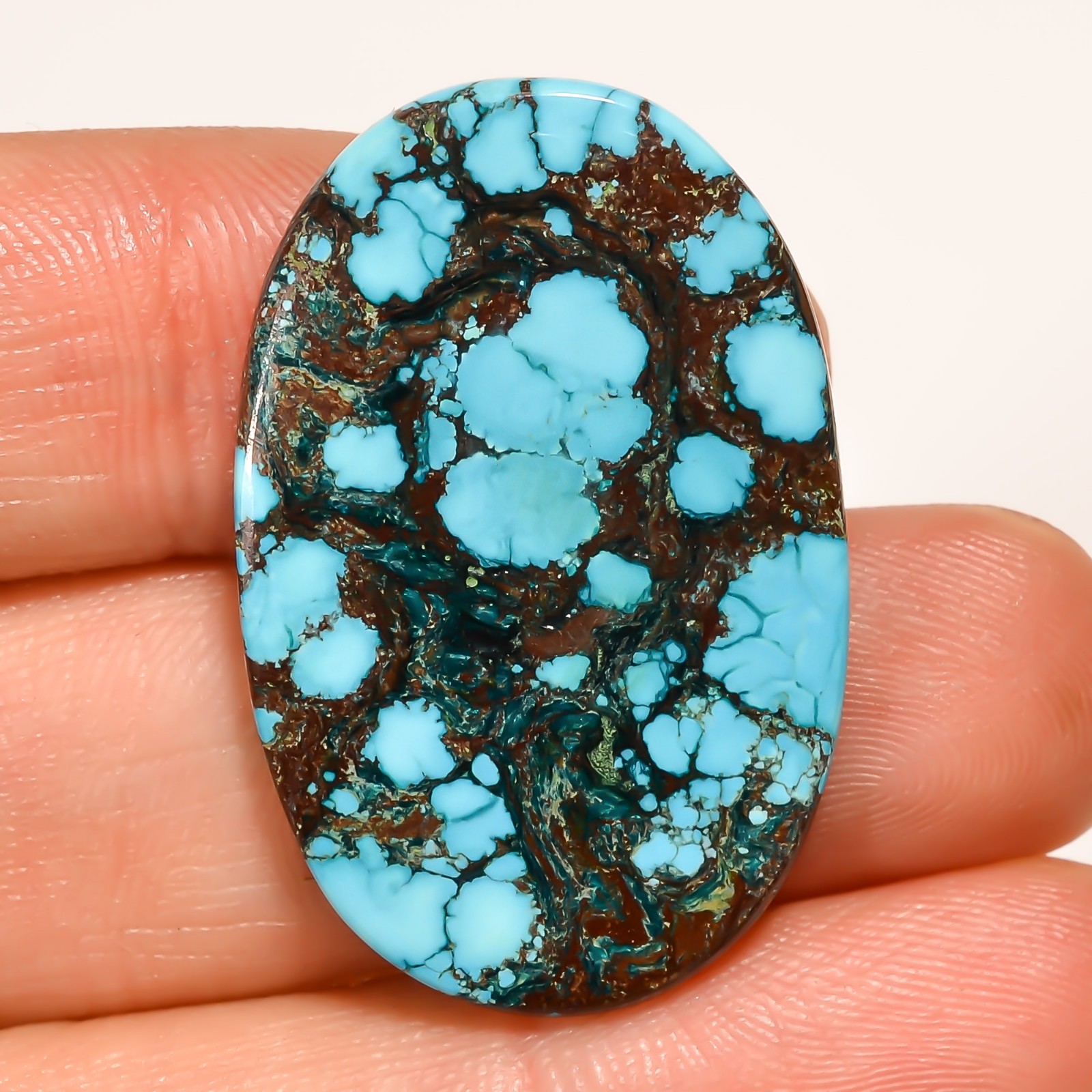 27.00CT 22X34X3mm Natural Tibet Turquoise Oval Cabochon Turquoise Loose Gemstone
