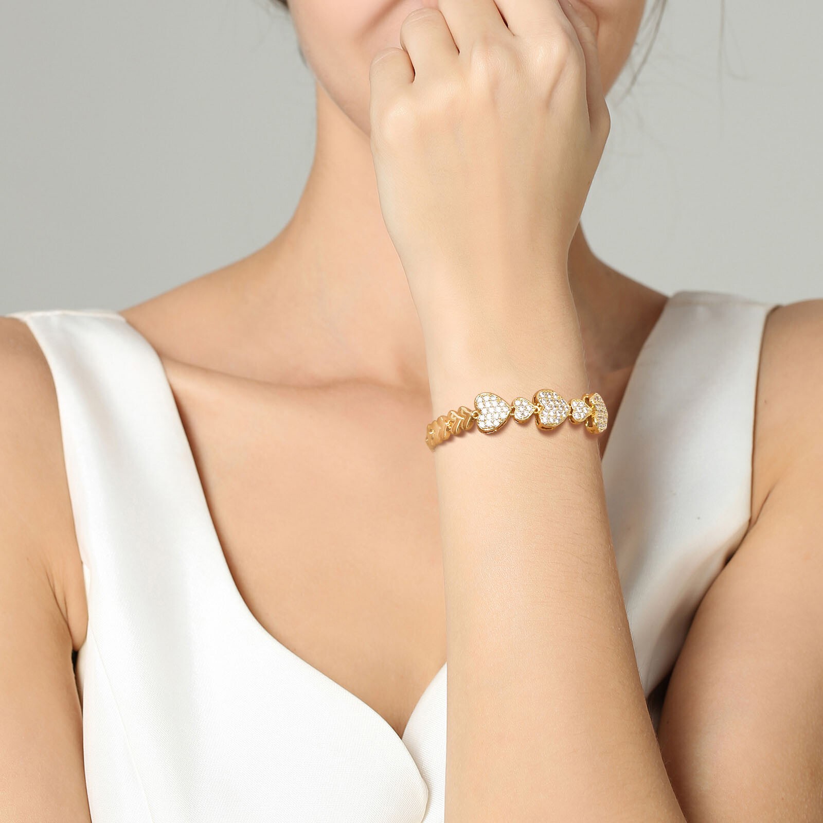 Sparking Chain Bracelets Bling CZ Heart Leaf Infinity Charm Wristband Women Gift