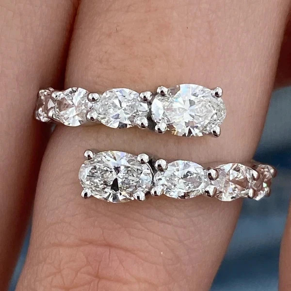 Oval Cut Wedding Diamond Band 2.5 Carat 14k White Gold Lab Grown VVS E F CVD