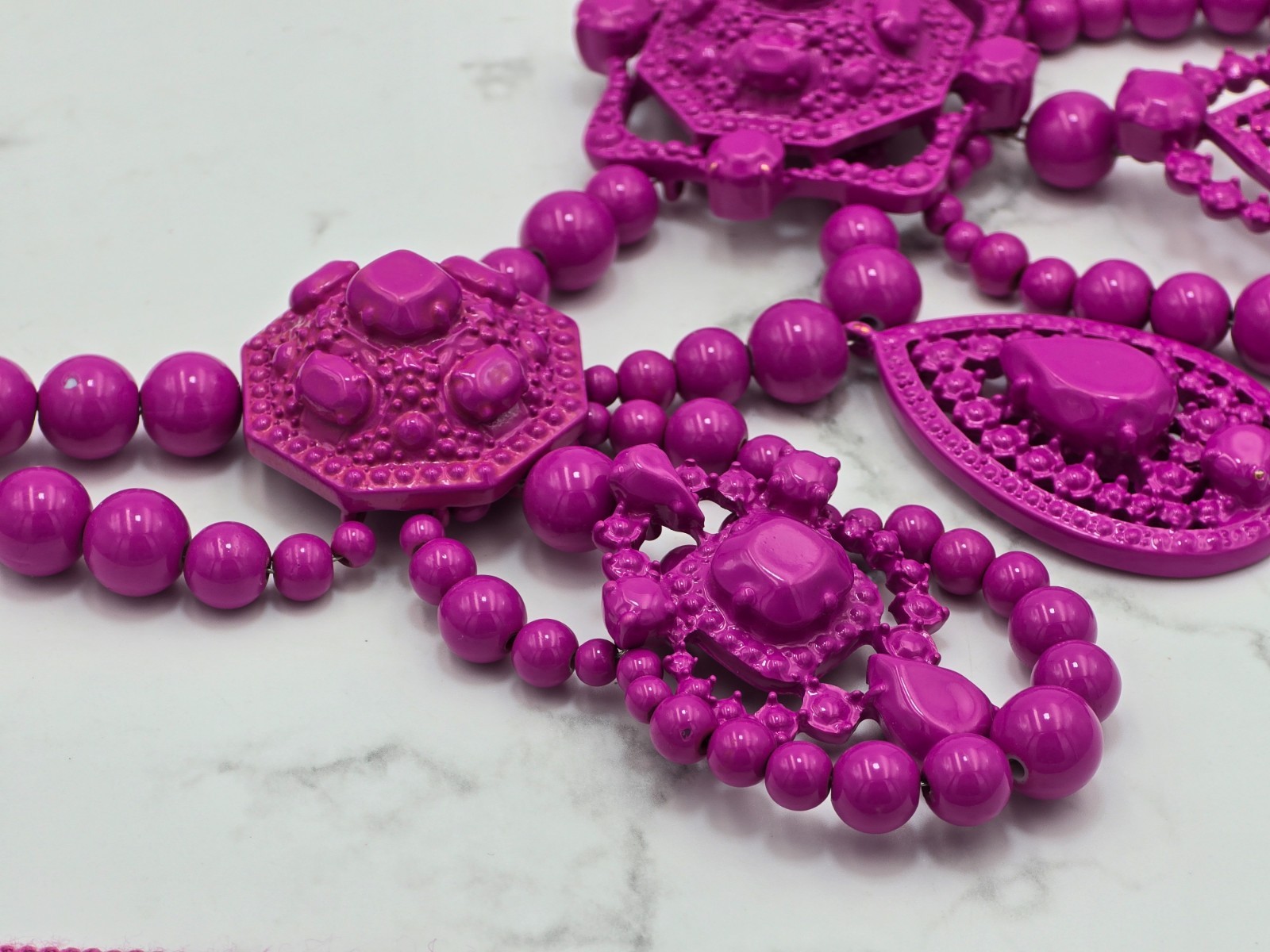 Lanvin H&M Pink Statement Necklace Ribbon Bib Rare Designer Collab