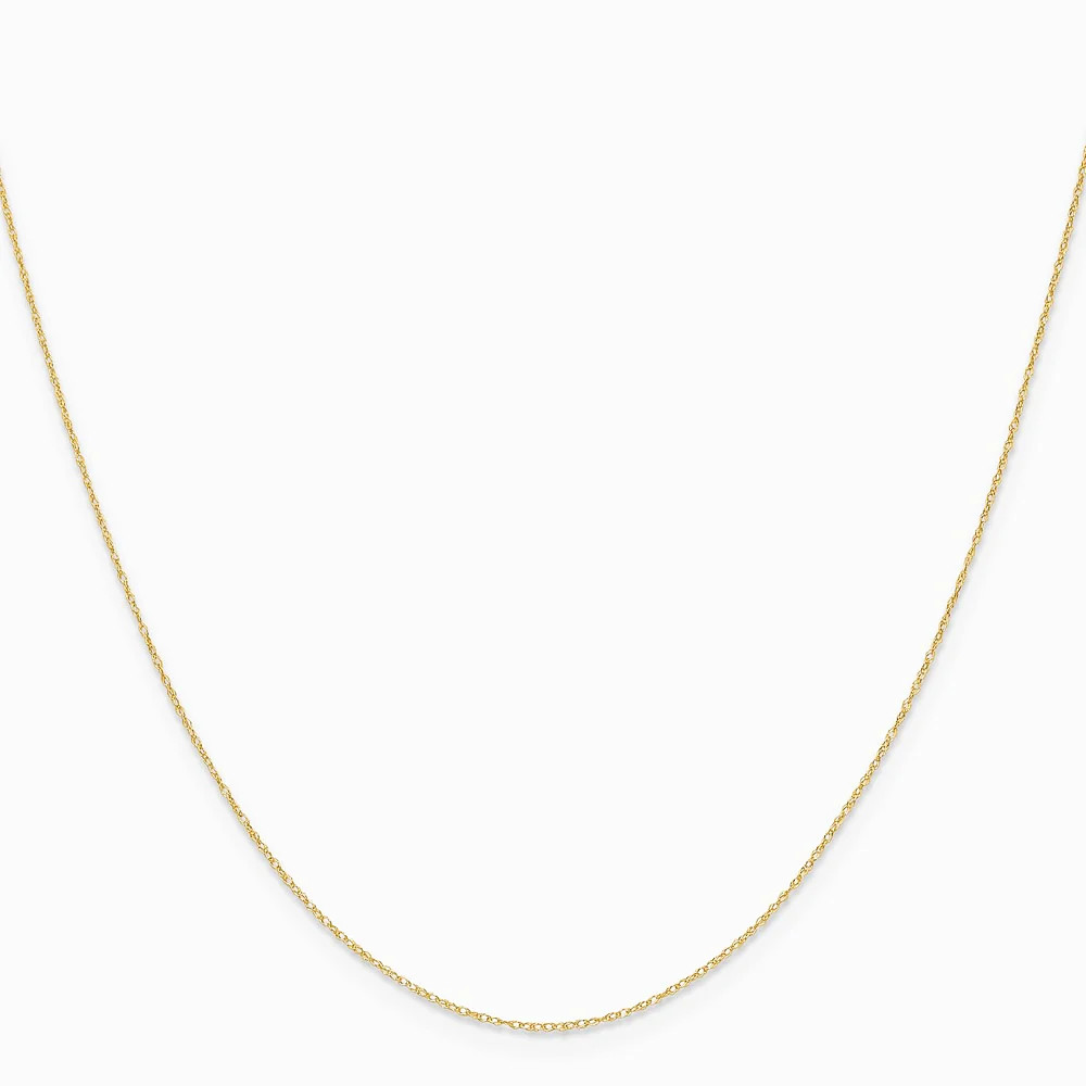 14K Yellow Gold .4 Mm Carded Cable Rope Chain Necklace 16″-24″
