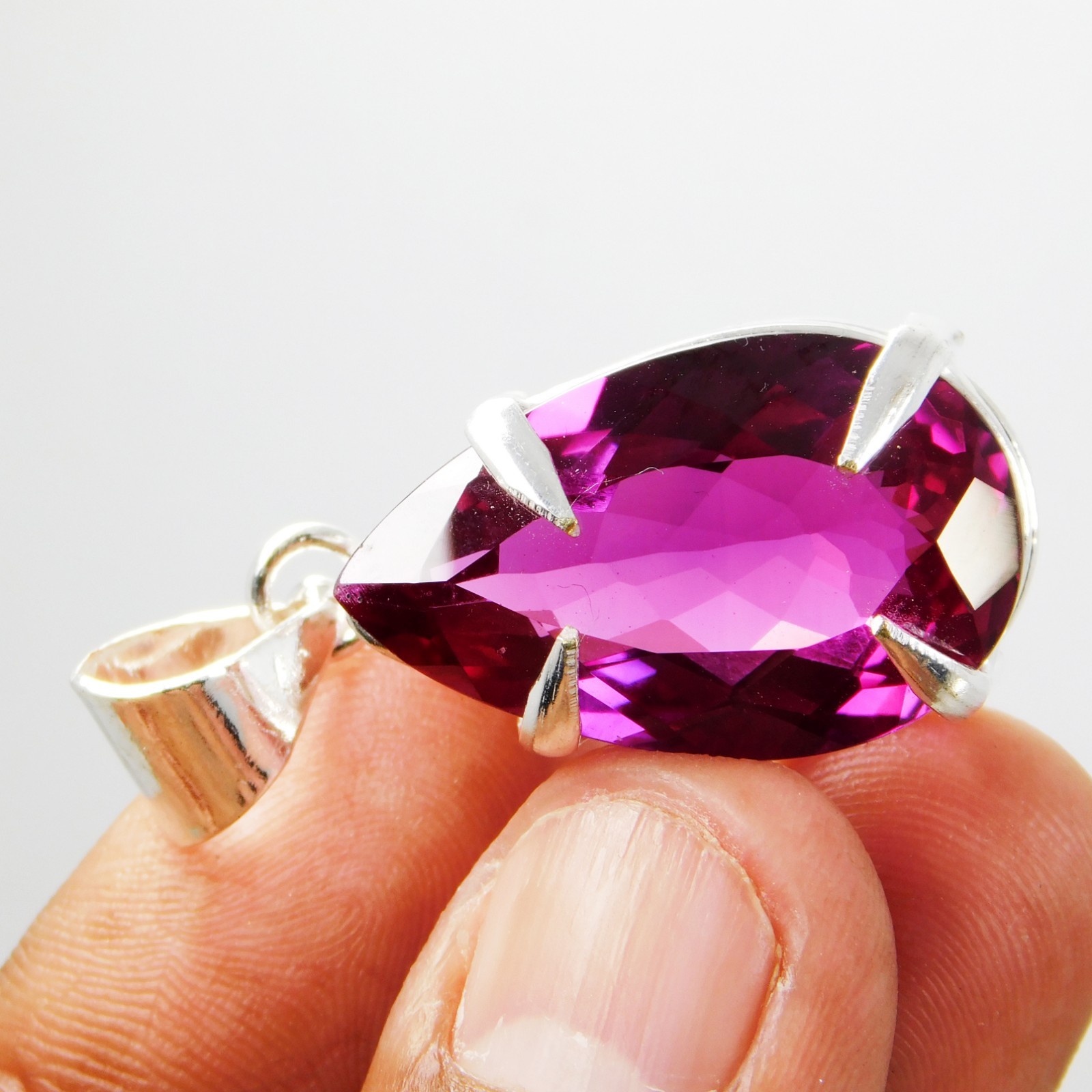 Natural 46.40Ct Rhodolite Garnet Raspberry IGL Gemstone 925 Solid Silver Pendant