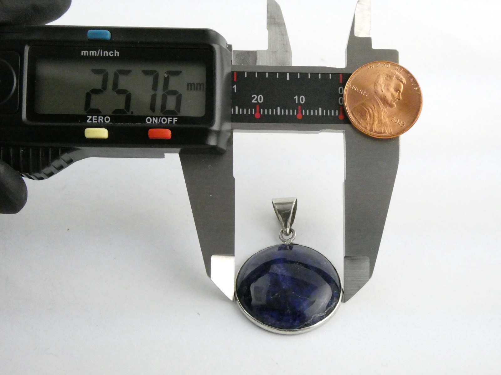 Silver Plated Bezel Setting Round Dyed Darker Blue Sodalite Cabochon Pendant