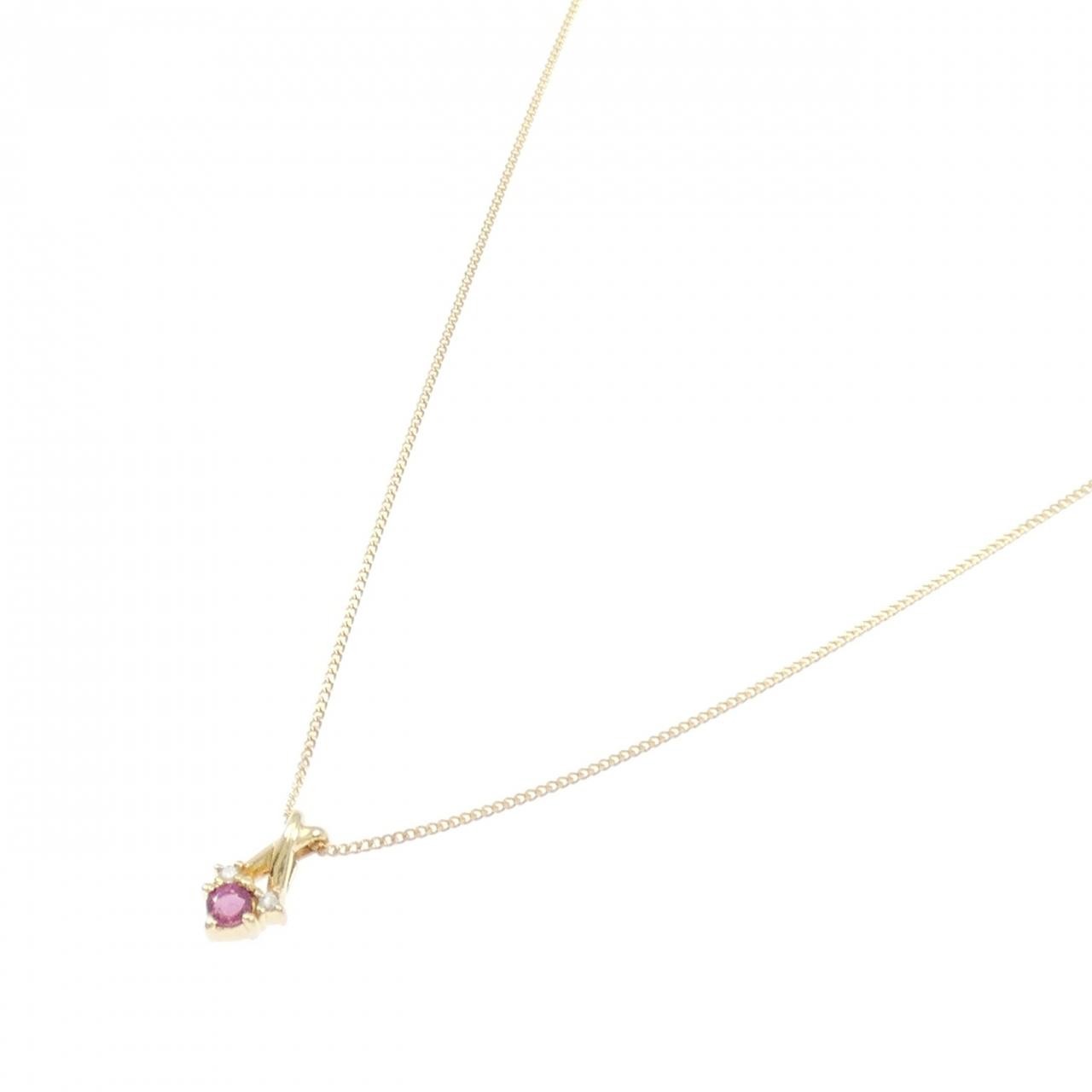 Authentic 18K Yellow Gold Ruby Necklace #230-000-293-8676