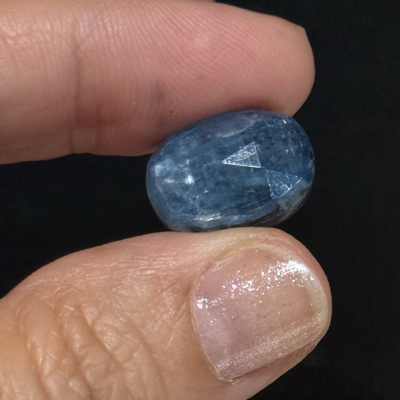 12.1ct 16.4×12.2×5.6mm Fine Blue Faceted Kyanite Oval Cabochon Loose Gem