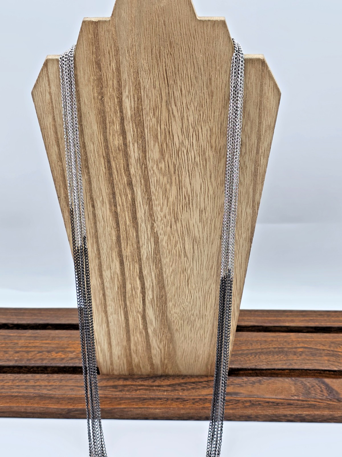 Premier Designs MANHATTAN Necklace Gunmetal Silver 7 Strand Layered Look 36 Inch