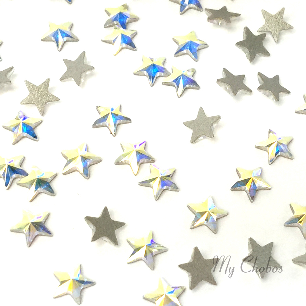 12 pcs Swarovski 2816 Rivoli Star Flatbacks No-Hotfix 5mm CRYSTAL AB (001 AB)