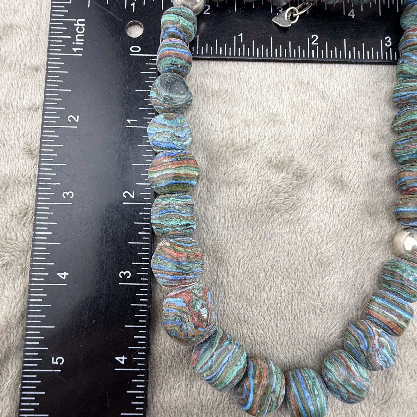 Jay King DTR Rainbow Calsilca Necklace Beaded Rainbow Stone 18″