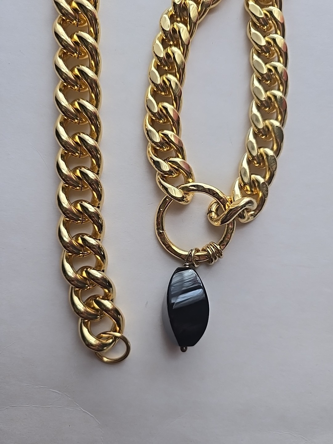1AR M Italy by UnoAerre 18″ Heavy Gold Tone Metal Necklace Bracelet Set