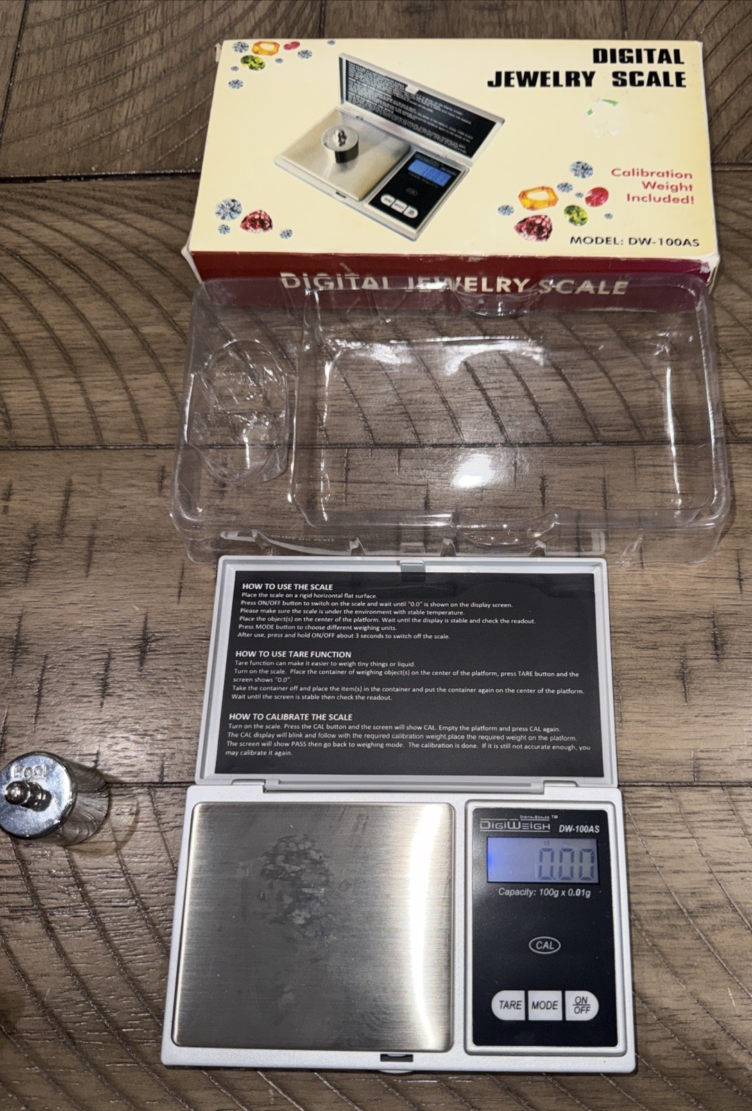 😎 100g x 0.01 DIGITAL JEWELRY SCALE 💜DW-100AS MODEL💛STAINLESS STEEL DIGIWEIGH