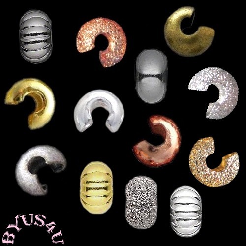 CRIMP BEAD KNOT COVER CONCEALER CHOICE OF PLATING and SIZE 50/100pcs