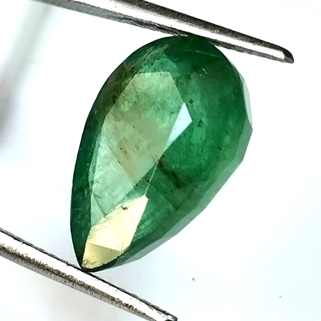 PEAR SHAPE GREEN EMERALD ZAMBIAN FACETED CUT NATURAL GENUINE GEMSTONE 5.20 CARAT