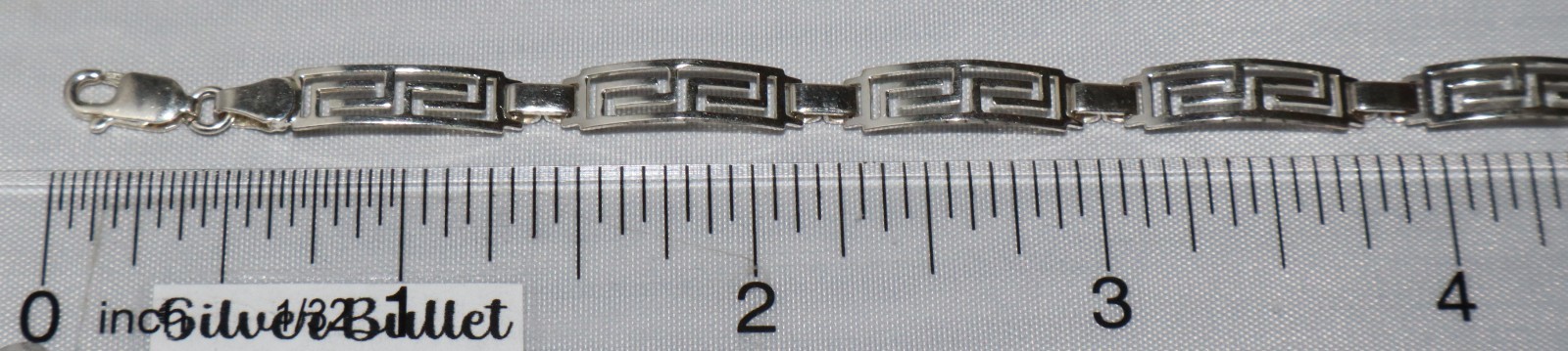 Vintage Sterling Silver Delicate Greek Key Link Bracelet 7.25″ 3.8 grams