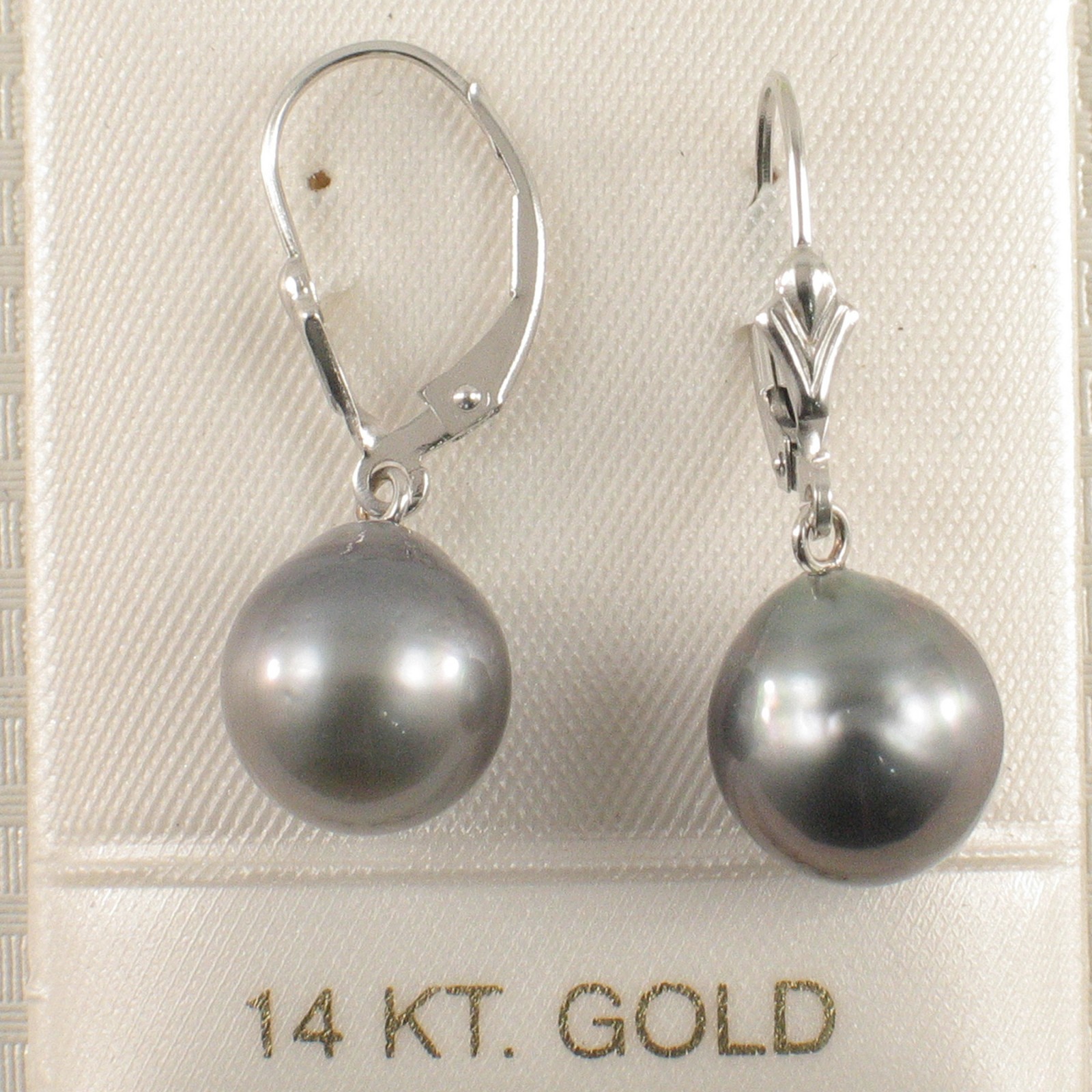 Simple & Beautiful Black Tahitian Pearl 14kt White Gold Leverblack Earrings TPJ