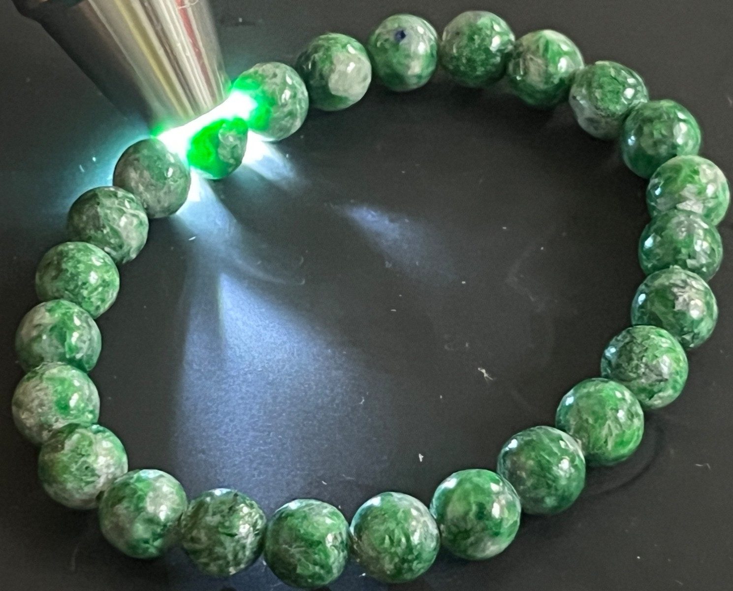 Natural Burmese Jadeite Bracelet – Type A Jade Beads 8mm, 23g – Authentic Healin