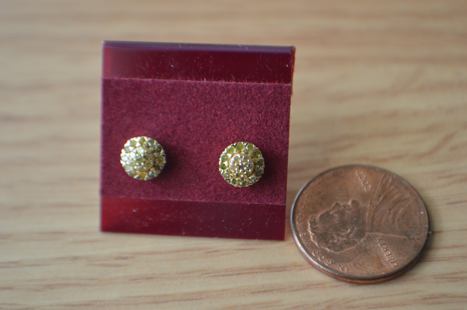 0.23ct Natural Yellow Diamond Earrings 18K Yellow Gold Plated over Fine Silver