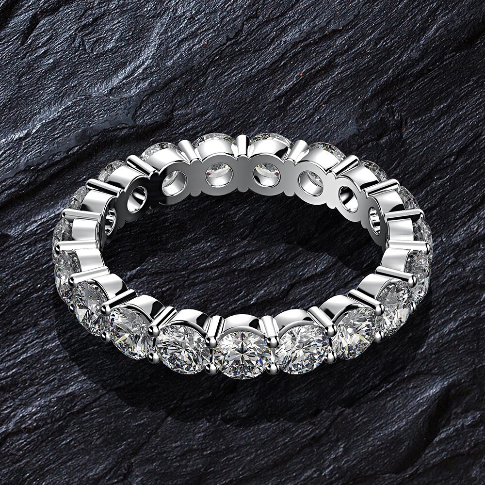 Women Solid 925 Sterling Silver High Carbon Stone Wedding Two Ring Set C20