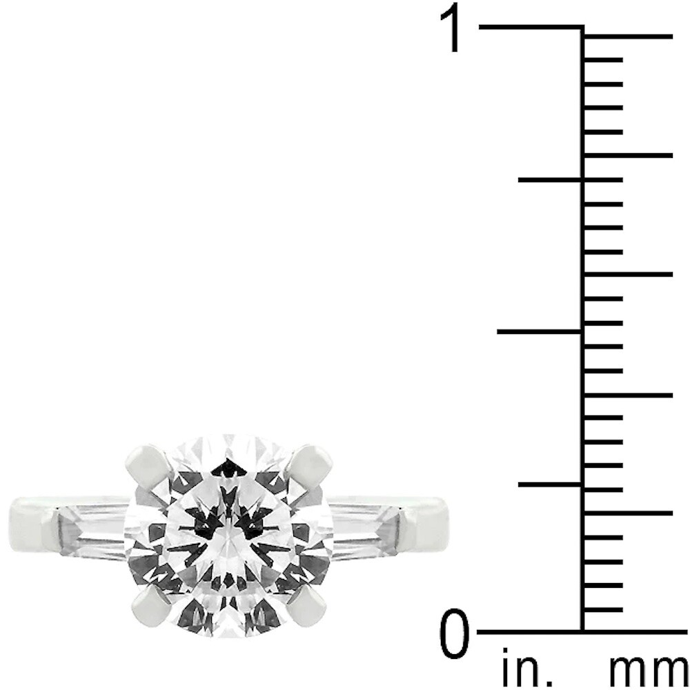 Classic Triple White Round Baguette Engagement Ring