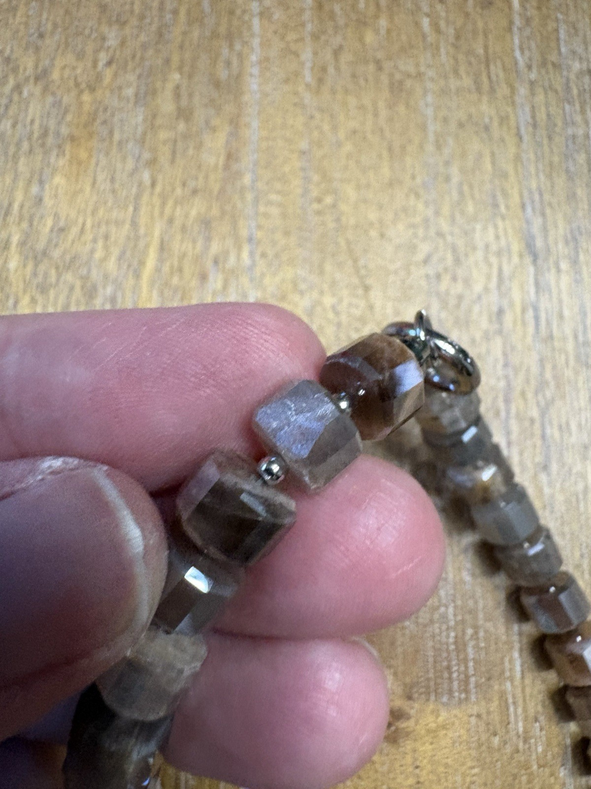 Oh Clem built necklace with one broken stone. Can be restrung and look beautiful